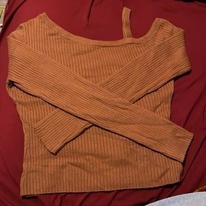 Aeropostale Off One Shoulder Orange Dress Shirt